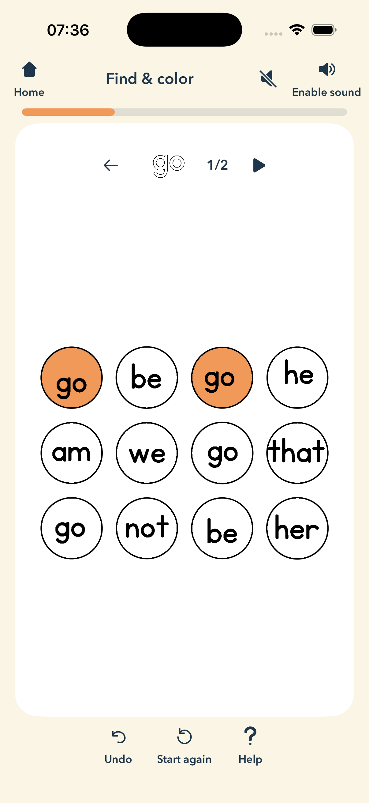 Build a word, one choice at a time